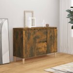 Buffet, meuble de rangement, bahut pour salon, salle � manger, cuisine ch�ne fum� 101x35x70 cm bois d'ing�nier ...