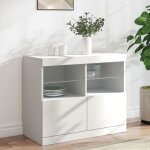 Buffet, meuble de rangement, bahut pour salon, salle  manger, cuisine avec lumires led blanc 81x37x67 ...