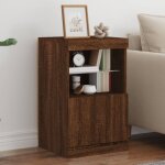 Buffet, meuble de rangement, bahut pour salon, salle � manger, cuisine avec lumi�res led ch�ne marron ...