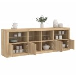 Buffet, meuble de rangement, bahut pour salon, salle  manger, cuisine avec lumires led chne sonoma ...