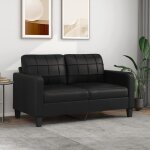 Design in - canap  2 places, sofa pour salon, banquette noir 140 cm similicuir cfw33789