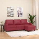 Design in - canap� � 3 places, sofa pour salon, banquette repose - pieds rouge bordeaux 180 cm similicuir ...