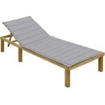 Design in - chaise longue bain de soleil transat de relaxation avec coussin gris bois de pin imprgn ...