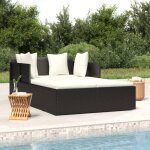 Design in - chaise longue bain de soleil transat de relaxation avec coussins noir 182x118x63 cm rsine ...