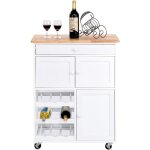 Desserte cuisine roulante chariot service 1 tiroir 2 armoires casier vin bois 67x37x86. 5cm blanc cw44283 ...