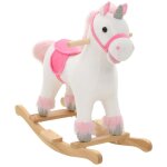 Design in - licorne � bascule peluche 65x32x58 cm blanc et rose cfw69903