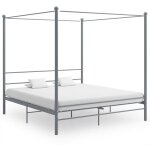 Design in - lit double, lit adulte, cadre de lit à baldaquin gris métal 200x200 cm353426 Design in - lit double, lit adulte, cadre de lit à baldaquin gris métal 200x200 cm353426