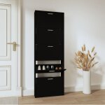 Design in - meuble � chaussures armoire � chaussures noir 59x17x169 cm bois d'ing�nierie cfw77954