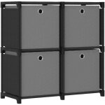 Design in - meuble de rangement, tagre  4 cubes avec botes noir 69x30x72, 5 cm tissu cfw48307