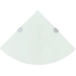 Meuble de rangement, Étagère de coin avec supports chromés verre blanc 25 x 25 cm cfw95544 Meuble de rangement, Étagère de coin avec supports chromés verre blanc 25 x 25 cm cfw95544