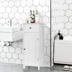 Design in - meuble salle de bain sur pieds 1 porte 1 tiroir 2 tagres rglables 35x30x87, 5cm blanc ...