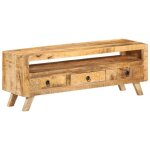 Design in - meuble tv, banc tv moderne, meuble de rangement 110x30x40 cm bois massif de manguier cfw165138 ...