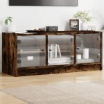 Design in - meuble tv, banc tv moderne, meuble de rangement avec portes en verre chne fum 102x37x42 ...