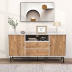 Design in - meuble tv polyvalent armoire basse du milieu du sicle avec portes coulissantes  tambour ...