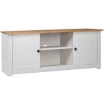 Design in - meuble tv, meuble de rangement, banc tv blanc 120x40x50 cm bois de pin massif gamme panama ...