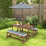 Design in - table 2 bancs jardin avec parasol coussins sapin pique - nique pour 4 enfants bleu cw50218 ...