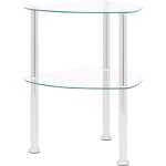 Design in - table d'appoint, bout de canap�, table basse 2 niveaux transparent 38x38x50 cm verre tremp� ...