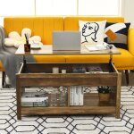 Design in - table basse avec plateau relevable avec espace de rangement cach� et etag�re inf�rieur 109 ...