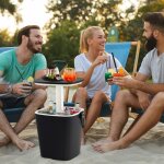 Design in - table glacière 15l jardin 3 en 1 avec couvercle relevable seau à glace pp noir cw73130 Design in - table glacière 15l jardin 3 en 1 avec couvercle relevable seau à glace pp noir cw73130
