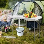Table pêche avec Éviers pliante portable acier hdpe pour jardin camping cw65744 Table pêche avec Éviers pliante portable acier hdpe pour jardin camping cw65744