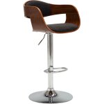 Design in - tabouret de bar, chaise de bar, tabouret haut gris bois courb� et tissu cfw48492
