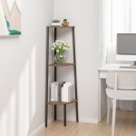 �tag�re d'angle 3 niveaux?�tag�re de rangement marron fonc� et noir 45, 5x31, 5x120 cm cfw25034