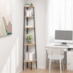 Design in - tag�re d'angle 5 niveaux, �tag�re de rangement marron clair et noir 45, 5x31, 5x180 cm cfw37465 ...