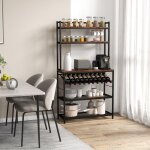 Design in - tag�re de rangement �tag�re cuisine micro - ondes avec casier vin 10 bouteilles marron rustique ...