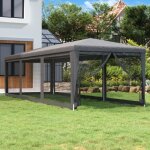 Tente de f�te avec 8 parois lat�rales en maille anthracite 3x9m cfw73254