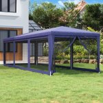 Design in - tente de fête avec 8 parois latérales en maille bleu 3x9 m pehd cfw59313 Design in - tente de fête avec 8 parois latérales en maille bleu 3x9 m pehd cfw59313
