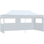 Design in - tente de rception, barnum pliable avec parois 3 x 6 m acier blanc cfw11637