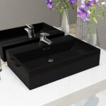 Design in - vasque, vasque � poser lavabo, �vier avec trou de robinet en c�ramique noir 60, 5x42, 5x14, ...