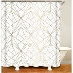 Design rideau de douche doré ligne jaune triangles salle de bain textile rideau anti - moisissure effet ... Design rideau de douche doré ligne jaune triangles salle de bain textile rideau anti - moisissure effet ...