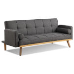 Designetsamaison - banquette clic clac 3 places gris - olan
