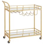 Desserte pour boissons chariot � roulettes 38 x 80 x 90 cm meuble de cuisine 2 niveaux en verre r�fl�chissant ...
