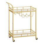 Desserte pour boissons, chariot à roulettes, meuble de cuisine, 2 niveaux en verre réfléchissant, avec ... Desserte pour boissons, chariot à roulettes, meuble de cuisine, 2 niveaux en verre réfléchissant, avec ...