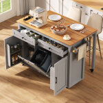 Desserte de cuisine 120x40x92 cm mobile avec plateau extensible prises int�gr�es et compartiment � poubelle ...