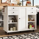 Dessertes de cuisine 127x46x91, 5cm avec tables pliantes, 4 tiroirs 1 porte, buffet, meuble de cuisine, ...