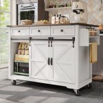Desserte de cuisine 140x45x94cm, 3 tiroirs + 2 portes, table de bar extensible, buffet, mdf, blanc hauss ...