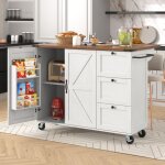 Desserte de cuisine, avec 2 portes, 3 tiroirs de rangement, plateau de table extensible, roulettes avec ...