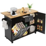 Desserte cuisine avec 5 roulettes - 2 portes + 1 tiroirs + tagres rglables + porte - pices + table ...