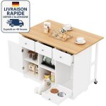 Desserte de cuisine avec 5 roulettes - lot central avec tiroirs - meuble de cuisine avec gamelles / ...