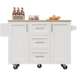 Desserte cuisine blanche bois grain roulettes - porte - serviettes cloisons amovibles - multifonction ...