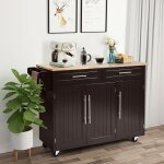 Relax4life - desserte cuisine buffet  roulettes avec 3 portes, 2 tiroirs et 6 compartiments, ilt central ...