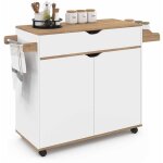 Desserte de cuisine cosy xxl placard avec tiroir blanc et plateaux fa�on h�tre l. 90 cm