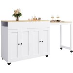 Desserte cuisine extensible 118 - 180cm - 6 tagres - table bar blanche multifonction salon / salle ...