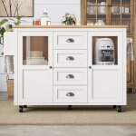 Desserte de cuisine, desserte extensible  roulettes, tagres rglables, quatre tiroirs et deux portes, ...