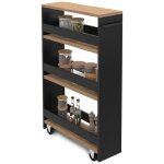 Idmarket ? desserte de cuisine � roulettes ? 3 �tag�res en panneau de particules et mdf ? dimensions ...
