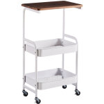 Desserte de cuisine, meuble mobile, rangement de salle de bain de cuisine avec roues - blanc