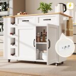 Desserte cuisine mobile �lot, desserte avec prise de courant, desserte amovible avec casier � vin, plateau ...